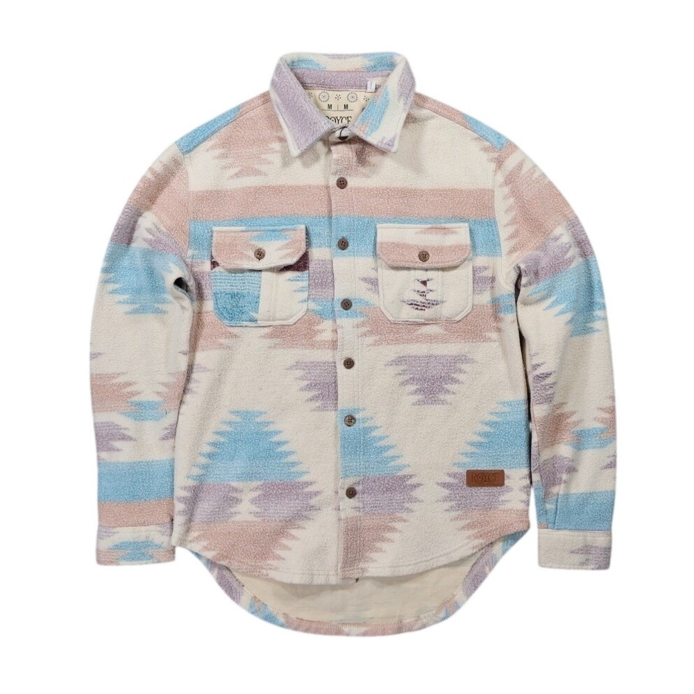 Royce Fleece Shirt Jacket Mens‎ M Multicolor Excellent Southwestern Aztec Print